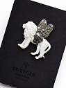 Брошь ручной работы Bulygin «Лев», бело-серебристая, фарфор, превью фото 2