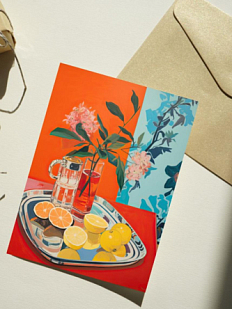 Открытка DARI DARI «Натюрморт с цветами и лимонами», А6
