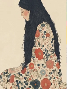 Постер интерьерный DARI DARI «Девушка в платье с цветами», А4