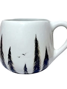 Кружка ручной работы Катя Вебер «Деревья», белая, полуфарфор, 350 мл