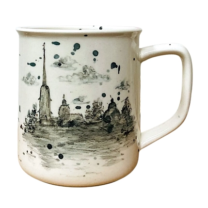 Кружка ручной работы Верба керамика цилиндр с крепостью «А может быть в Питер?...», керамика, 500 мл, фото 1.