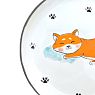 Тарелка ручной работы с бортиком Спящая сиба-ину с лапками, белая, 13 см, превью фото 2