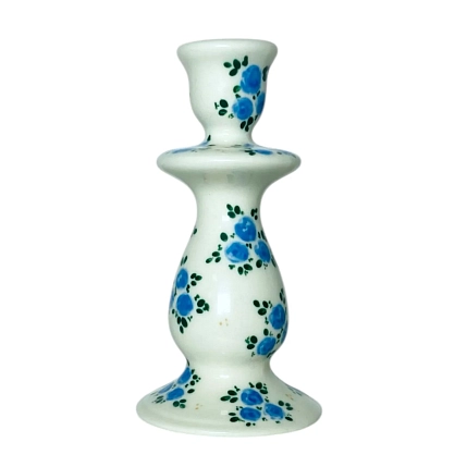Подсвечник ручной работы Slowday Ceramics в синие розочки «Винтаж», фото 1.