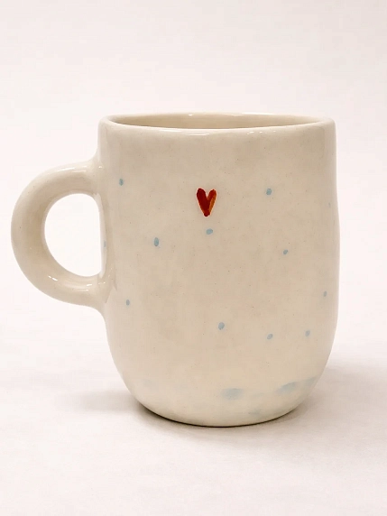 Кружка ручной работы НАДО ЖЕ с росписью «Девочка с собачкой на санках», белая, керамика, 300 мл, фото 3.