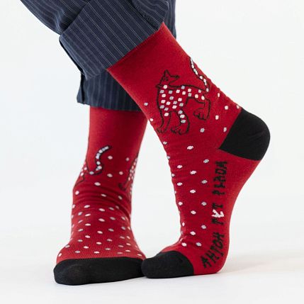 Носки «Леопард имеет повод хулиганить», р-р 38-41, красные, фото 1.