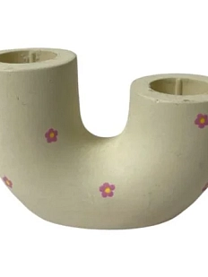 Подсвечник ручной работы роспись цветочек «Рогалик», светло-жёлтый