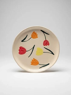 Тарелка ручной работы Малёма с росписью Тюльпаны, керамика, 16 см