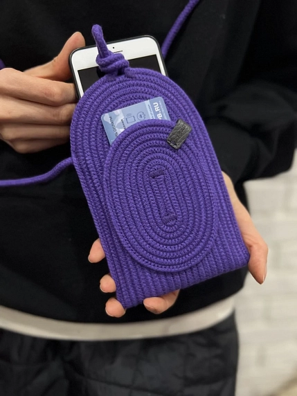 Сумка для телефона с карманом, бордовая, фото 2.