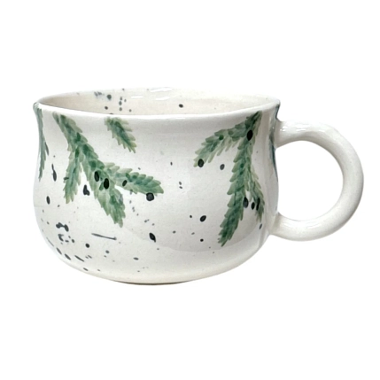 Кружка ручной работы Верба керамика цилиндр «Еловые веточки», керамика, 500 мл, фото 1.