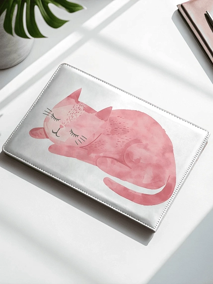 Обложка на студенческий билет DARI DARI «Розовый котик», экокожа, фото 2.