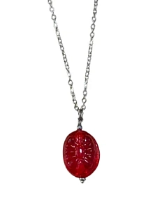 Подвеска Бур.Мур «Конфетка», красная, родированная латунь, стекло