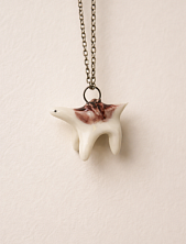 Подвеска ручной работы Мария Гордеева на цепочке «Динозаврик», фиолетовая, керамика