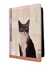 Обложка на паспорт «Чёрно-белый кот», искусственная кожа