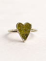 Кольцо ручной работы «Сердце», зелёное, хризолит, нейзильбер, превью фото 2
