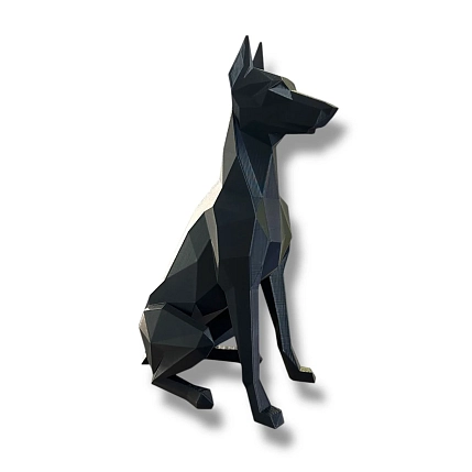 Фигура добермана Полигональная бумага из экопластика, фото 1.
