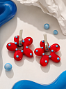 Серьги Бур.Мур «Луговые», родированная латунь, муранское стекло, красные, превью фото 4
