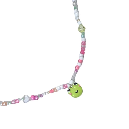 Чокер ручной работы Радость Рядом с подвеской «Лягушонок», полимерная глина, бисер, фото 1.