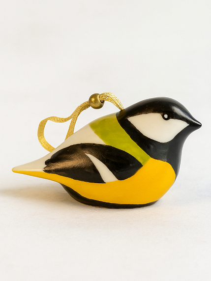 Игрушка на ёлку «Синица» жёлто-зеленая, фото 1.