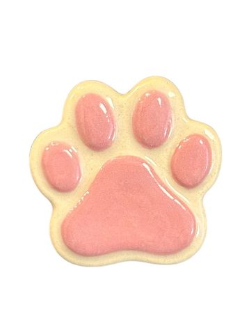 Брошь ручной работы «Кошачья лапка», керамика, бело-розовая, фото 2.