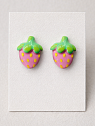 Серёжки-гвоздики Радость Рядом «Клубнички», полимерная глина, розовые, превью фото 2