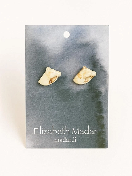 Серьги Elizabeth Madar «Голова лошади», керамика, фото 1.