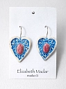 Серьги Elizabeth Madar Сердца большие с орнаментом, синие, керамика, превью фото 2