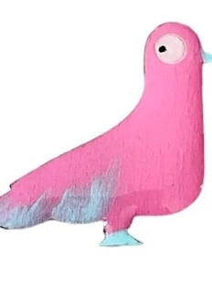 Брошь ручной работы «Голубь», розовая, дерево