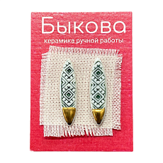 Серьги ручной работы «‎Зеленый орнамент»‎, фарфор