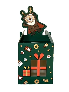 Подарочная коробка с окошком «Санта», зелёная