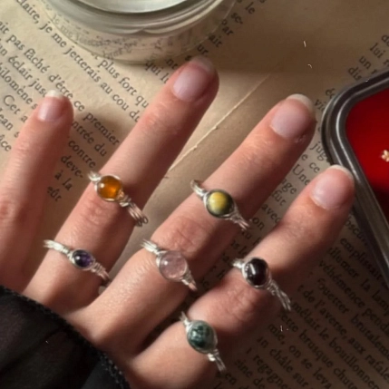 Кольцо Пушистый свитер для двоих «Аметист», с полудрагоценным камнем, фото 5.