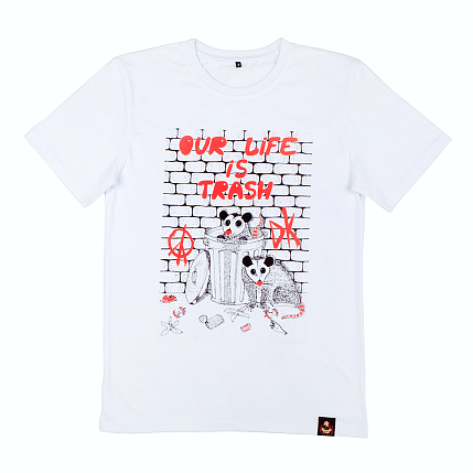 Футболка Barking Store «Our life is trash», M жен., белый, фото 1.