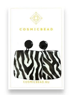 Серьги крупные из фарфора с принтом «Зебра»