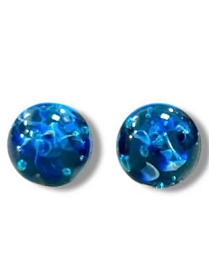 Круглые серьги-гвоздики Керко «Далеко», синие, стекло