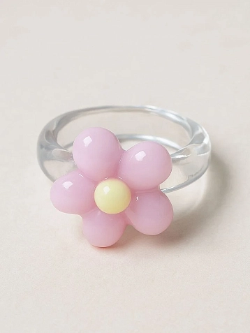 Кольцо ручной работы ПетПоллиПокет Цветок, полимерная глина, фото 2.