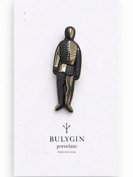 Брошь ручной работы Bulygin «Малевич»,фарфор, чёрно-серебристая, фото 1.