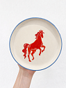 Тарелка ручной работы «Бегущая лошадь», керамика, превью фото 2