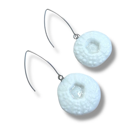 Серьги КерамЕлКа «Белые цветы», фарфор, фото 2.