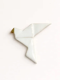 Брошь ручной работы «Голубь летящий оригами», Partala ceramics