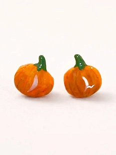 Серёжки-гвоздики Радость Рядом «Тыквы», оранжевые, полимерная глина