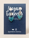 Серьги-конго Мария Гордеева «Сердечки», керамика, мятные, превью фото 1