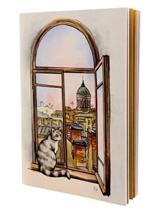 Блокнот «Кот у окна», 40 листов, белый