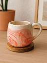 Кружка ручной работы РУКИ В ГЛИНЕ «Розовый мрамор», керамика, 250 мл, круглая, превью фото 2