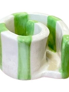 Подсвечник ручной работы «Полосы», зелёный, керамика