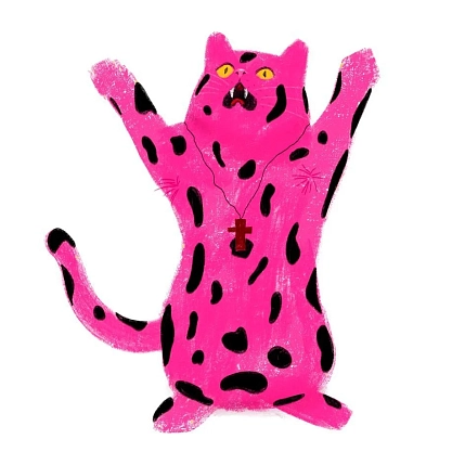 3D Стикер на телефон Pablo Radini «Ярко-розовый кот с пятнышками», объёмный, фото 1.