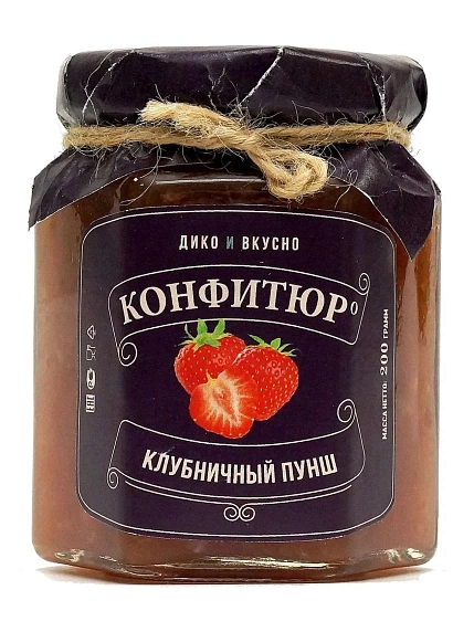 Конфитюр Дико Вкусно «Клубничный Пунш», 200 гр, фото 1.