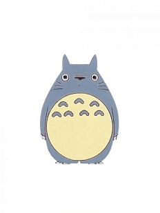 Брошь «Тоторо», серая, дерево