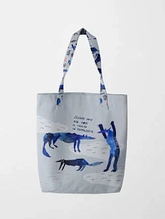 Сумка шоппер Забористый текстиль «Волки. Дайте мне мой кофе», хлопок, серый