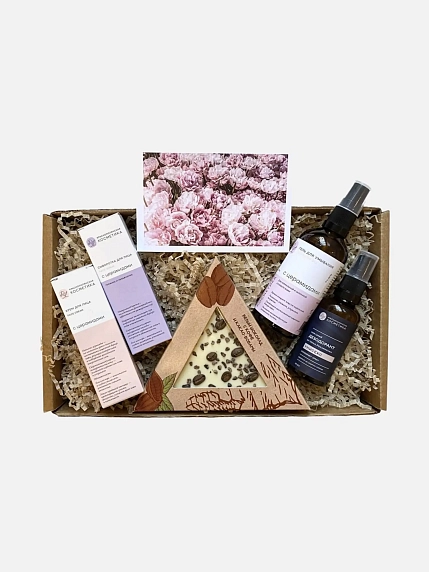 Подарочный набор с натуральной косметикой с церамидами и шоколадом, фото 1.