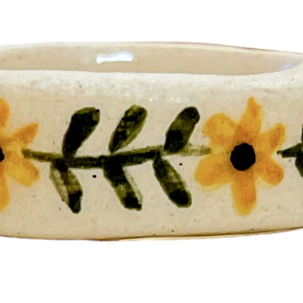 Кольцо Боттери керамика в жёлтый цветочек, керамика, фото 2.