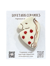 Брошь ручной работы «Лошадка» с яблоками, полуфарфор